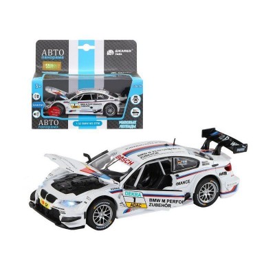 Машина "АВТОПАНОРАМА" BMW M3 DTM, белый, 1/32, свет, звук, инерция, в/к 17,5*13,5*9 см