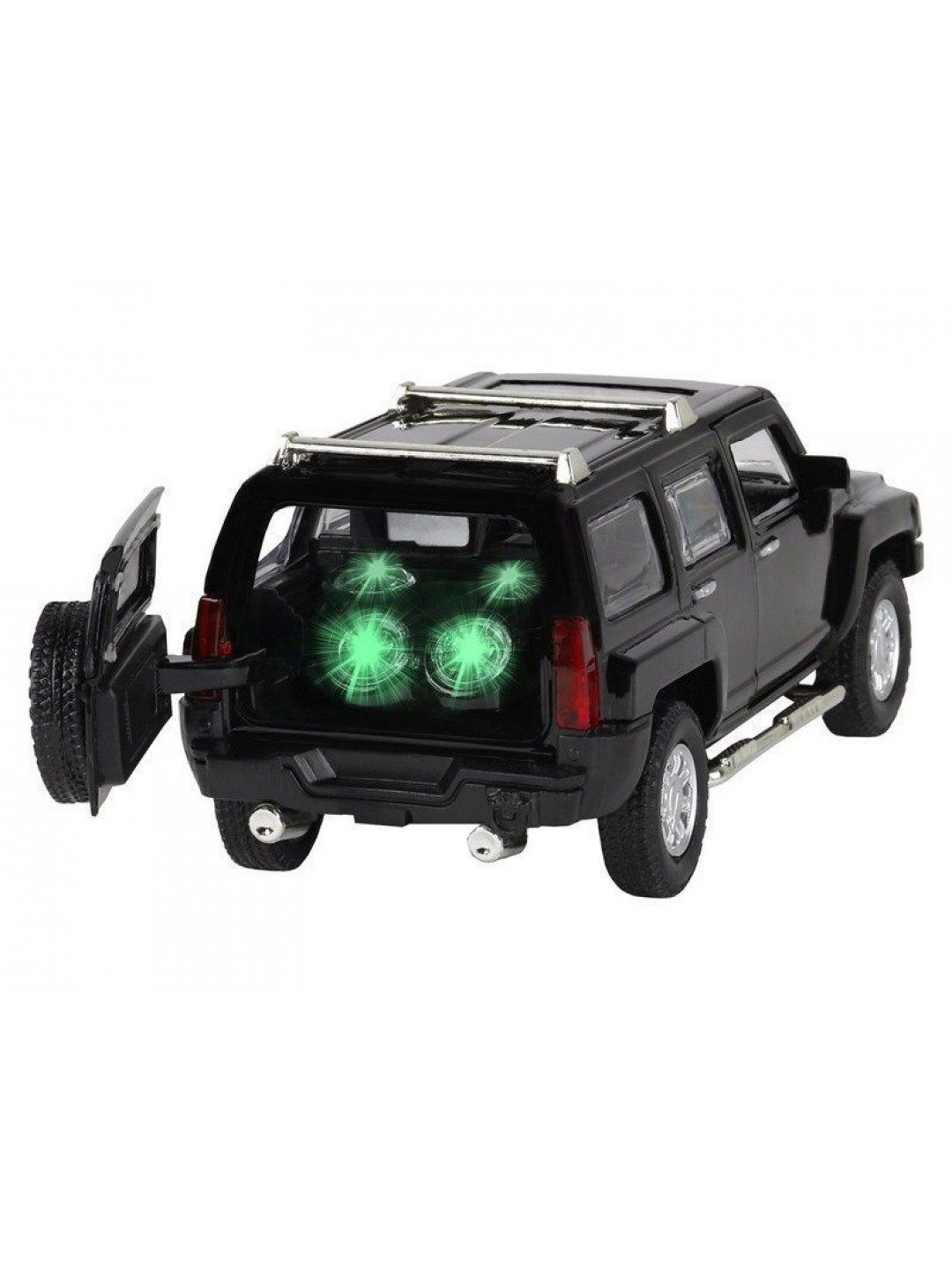 Машина "АВТОПАНОРАМА" Hummer H3, черный, 1/32, свет, звук, инерция, в/к 17,5*13,5*9 см