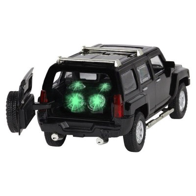 Машина "АВТОПАНОРАМА" Hummer H3, черный, 1/32, свет, звук, инерция, в/к 17,5*13,5*9 см