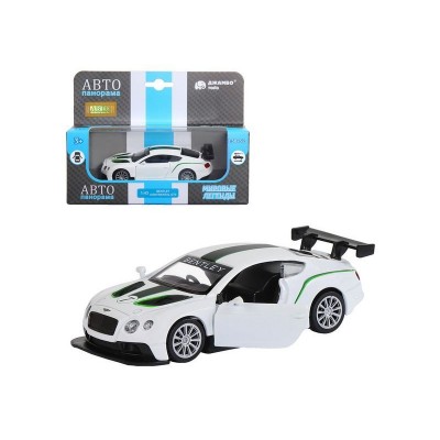 Машина "АВТОПАНОРАМА" Bentley Continental GT3, белый, 1/43, инерция, в/к 17,5*12,5*6,5 см