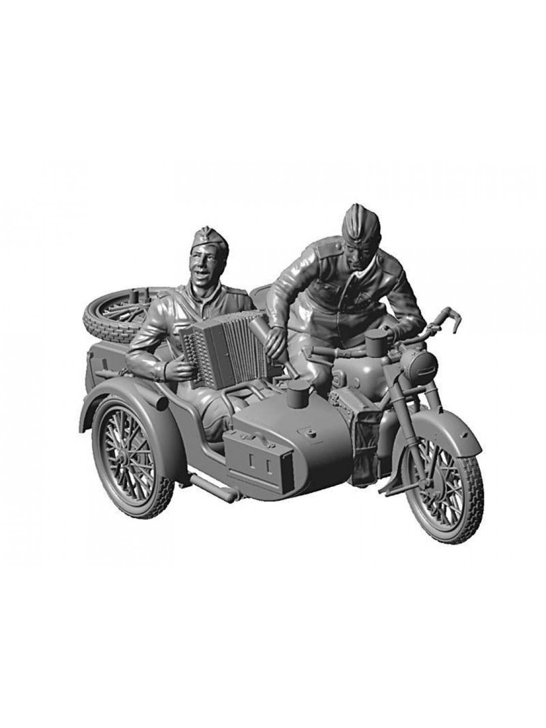 Сборная модель ZVEZDA Советский мотоцикл М-72 с коляской и экипажем, 1/35