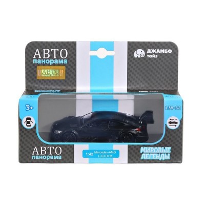 Машина "АВТОПАНОРАМА" Mercedes-AMG C 63 DTM, черный матовый, 1/43, инерция, в/к 17,5*12,5*6,5 см