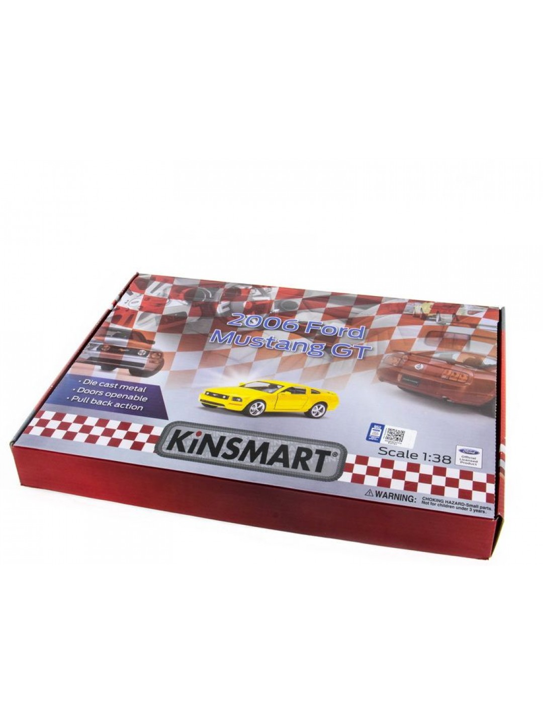 Машина Kinsmart 1:38 Ford Mustang GT с полосками инерция (1/12шт.) б/к