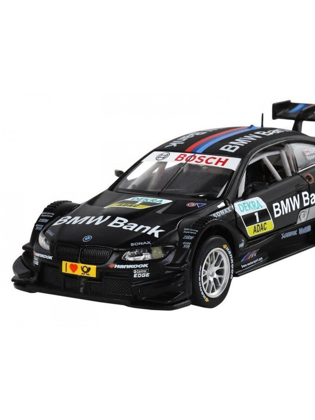 Машина "АВТОПАНОРАМА" BMW M3 DTM, черный, 1/32, свет, звук, инерция, в/к 17,5*13,5*9 см