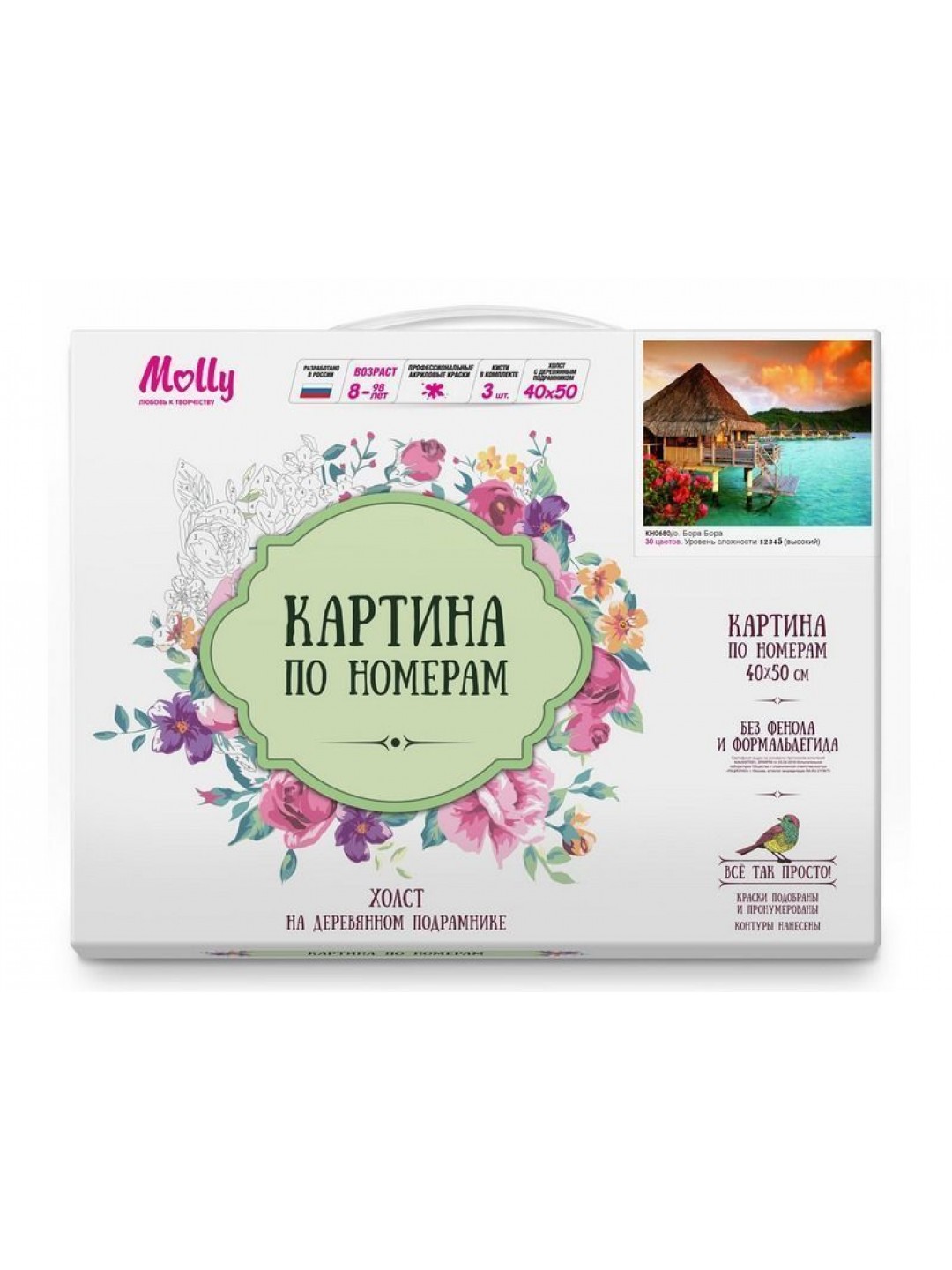 Картина по номерам 40х50 о.Бора Бора (30 цветов)
