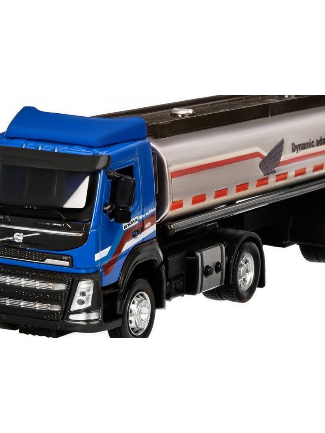 Машина "АВТОПАНОРАМА" Volvo бензовоз, голубой, 1/50, свет, звук, в/к 28*14*10 см