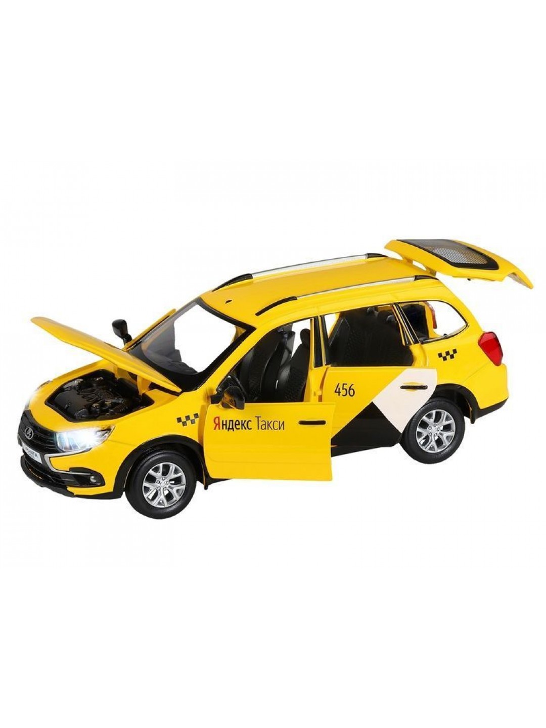 Машина "АВТОПАНОРАМА" Яндекс.Такси LADA GRANTA CROSS, желтый, 1/24, в/к 24,5*12,5*10,5 см
