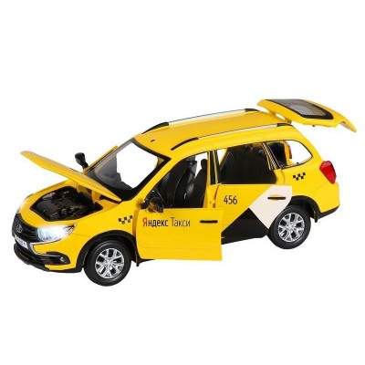 Машина "АВТОПАНОРАМА" Яндекс.Такси LADA GRANTA CROSS, желтый, 1/24, в/к 24,5*12,5*10,5 см