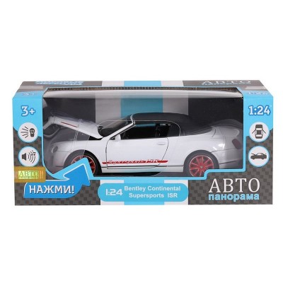 Машина "АВТОПАНОРАМА" Bentley Continental Supersports ISR, белый, 1/24, в/к 24,5*12,5*10,5 см