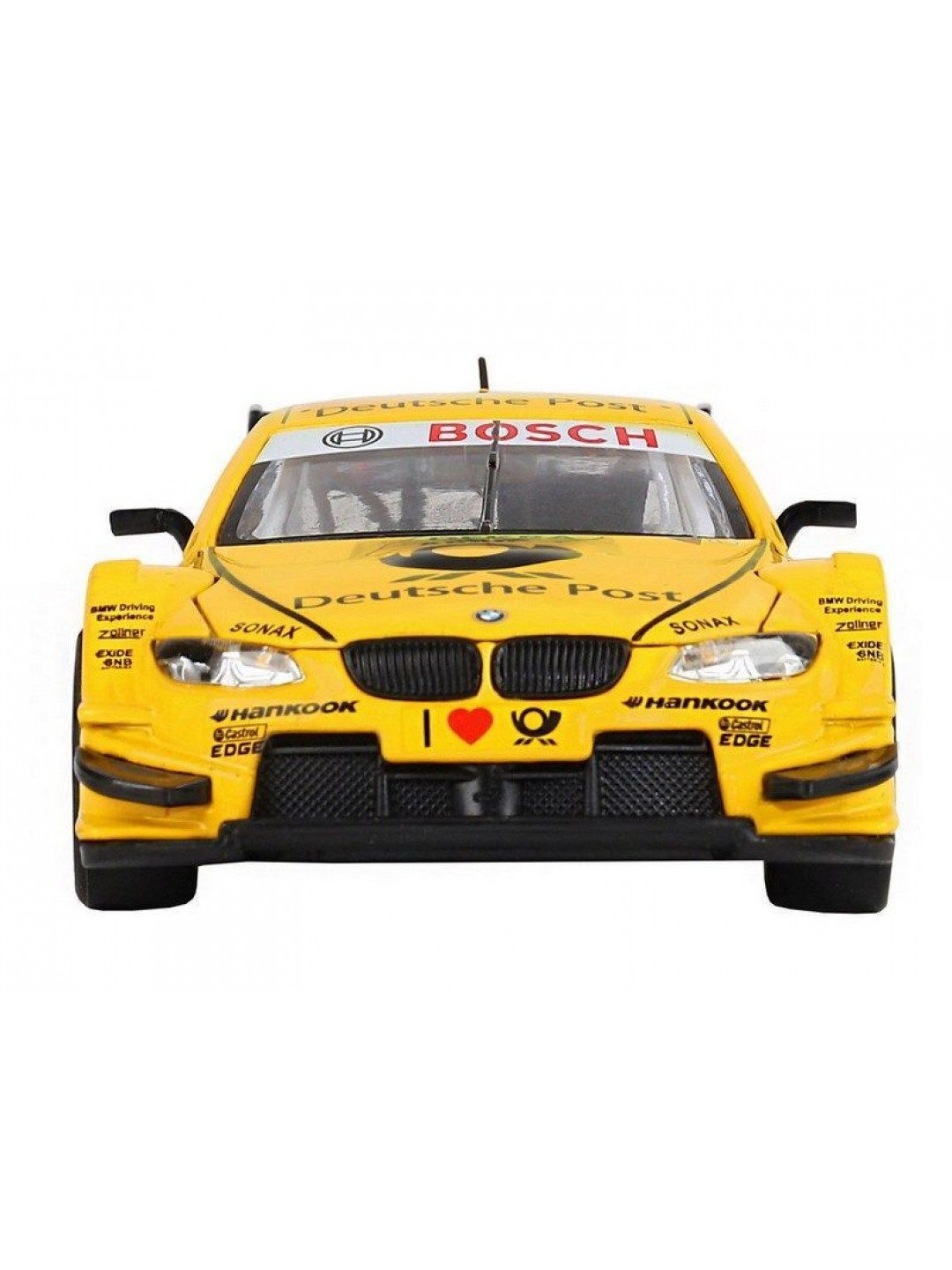 Машина "АВТОПАНОРАМА" BMW M3 DTM, желтый, 1/32, свет, звук, инерция, в/к 17,5*13,5*9 см
