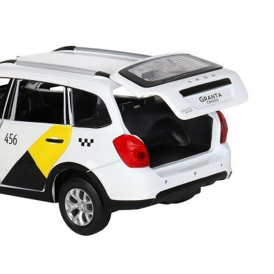 Машина "АВТОПАНОРАМА" Яндекс.Такси LADA GRANTA CROSS, белый, 1/24, свет, звук, в/к 24,5*12,5*10,5см