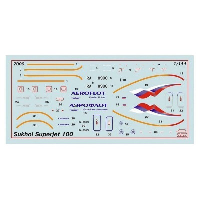Сборная модель ZVEZDA Региональный пассажирский авиалайнер Superjet 100, 1/144