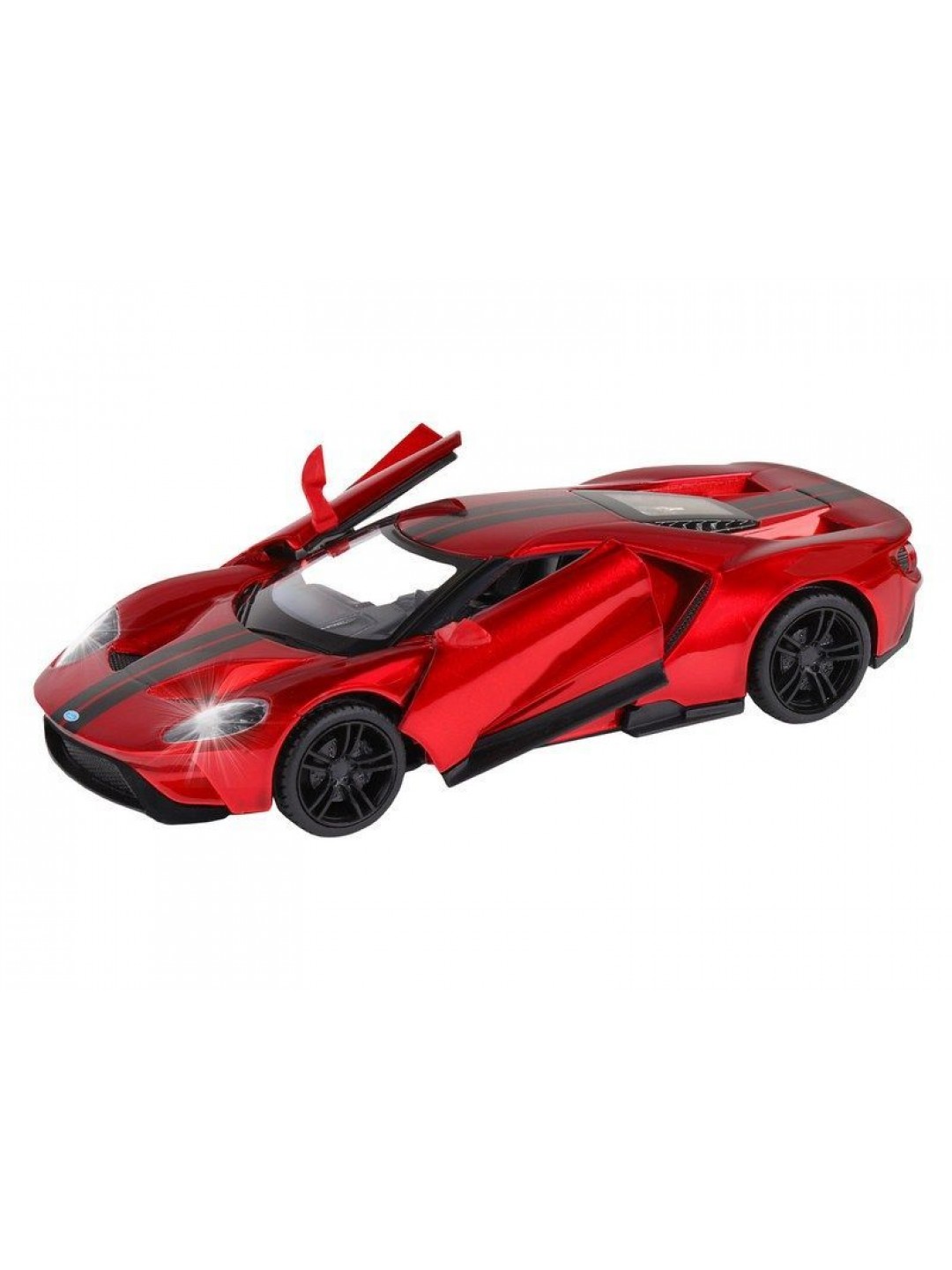 Машина "АВТОПАНОРАМА" Ford GT, красный, 1/32, свет, звук, инерция, в/к 17,5*12,5*6,5 см