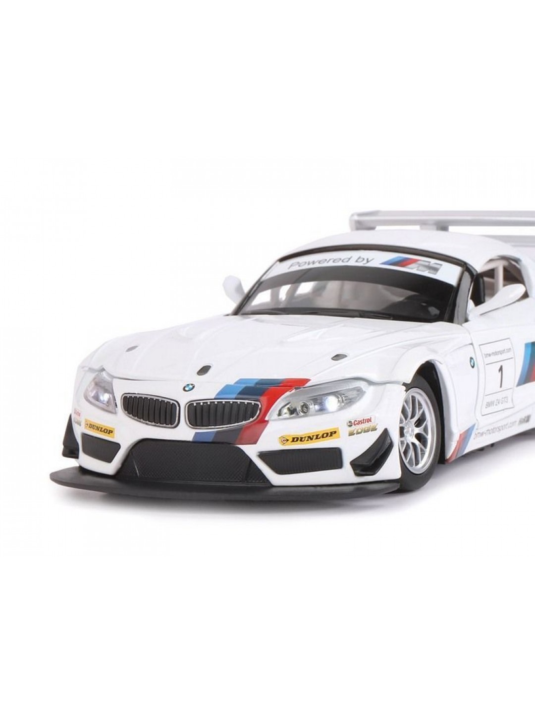 Машина "АВТОПАНОРАМА" BMW Z4 GT3, белый, 1/24, свет, звук, в/к 24,5*12,5*10,5 см