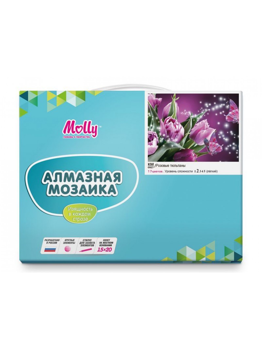 Картина мозаикой 15х20 РОЗОВЫЕ ТЮЛЬПАНЫ (17 цветов)