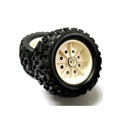 Колеса в сборе на белых дисках для бензиновых автомоделей Smartech 23СС 2WD масштаба 1/5 Колеса в сборе на белых дисках для бензиновых автомоделей Smartech 23СС 2WD масштаба 1/5