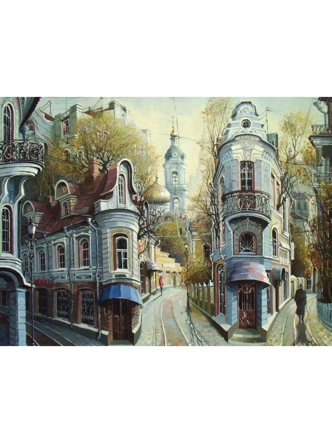 Картина по номерам с цветной схемой на холсте 30х40 Улочки старой Москвы (20 цветов)
