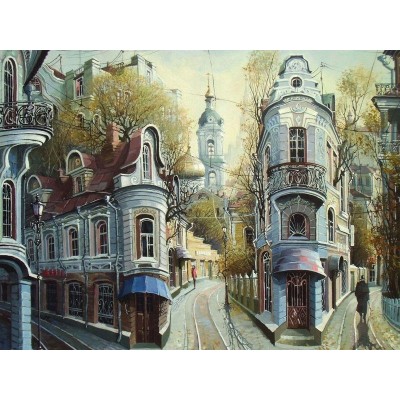 Картина по номерам с цветной схемой на холсте 30х40 Улочки старой Москвы (20 цветов)