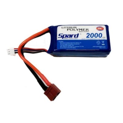 Аккумулятор Li-Po Spard 2000mAh, 7,4V, 20C, T‐plug для Remo Hobby 1/16, Himoto 1/18