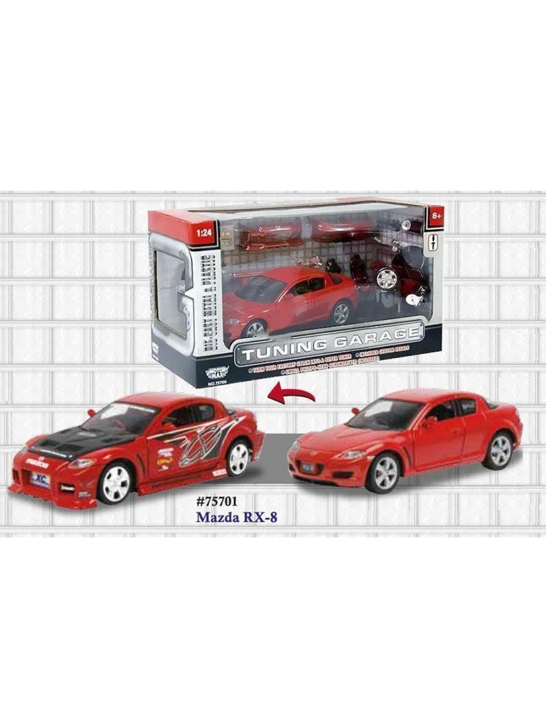 Машина Motormax 1:24 Набор гаражный тюнинг, в ассортименте в/к