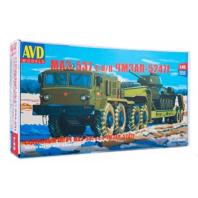 Сборная модель AVD МАЗ-537 с полуприцепом ЧМЗАП-5247Г, 1/43