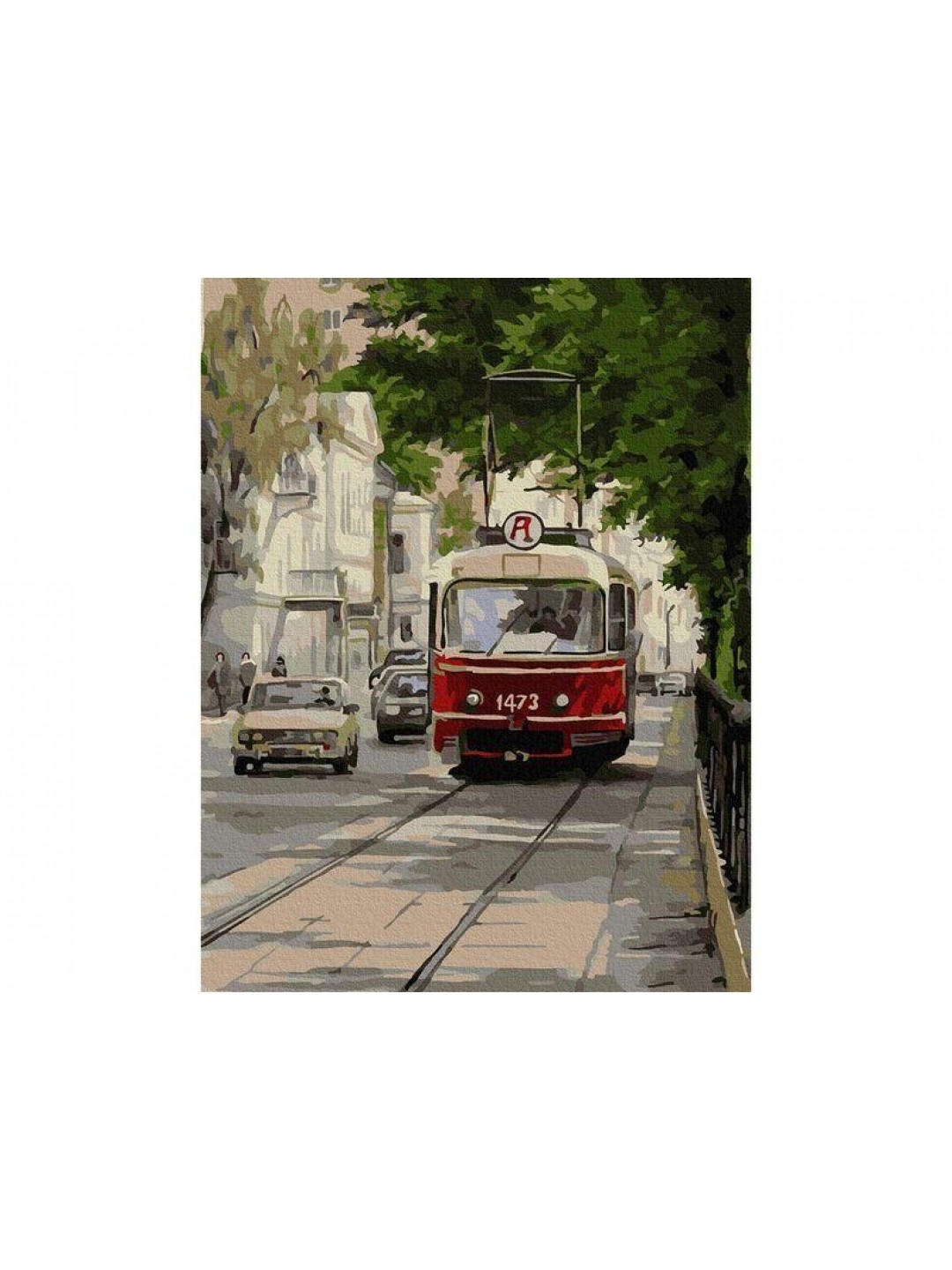 Картина по номерам с цв. схемой на холсте 30х40 ТРАМВАЙ АННУШКА (20 цветов)