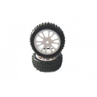 Комплект передних колес в сборе, белые, для багги Himoto масштаба 1/16, 2шт. Комплект передних колес в сборе, белые, для багги Himoto масштаба 1/16, 2шт.