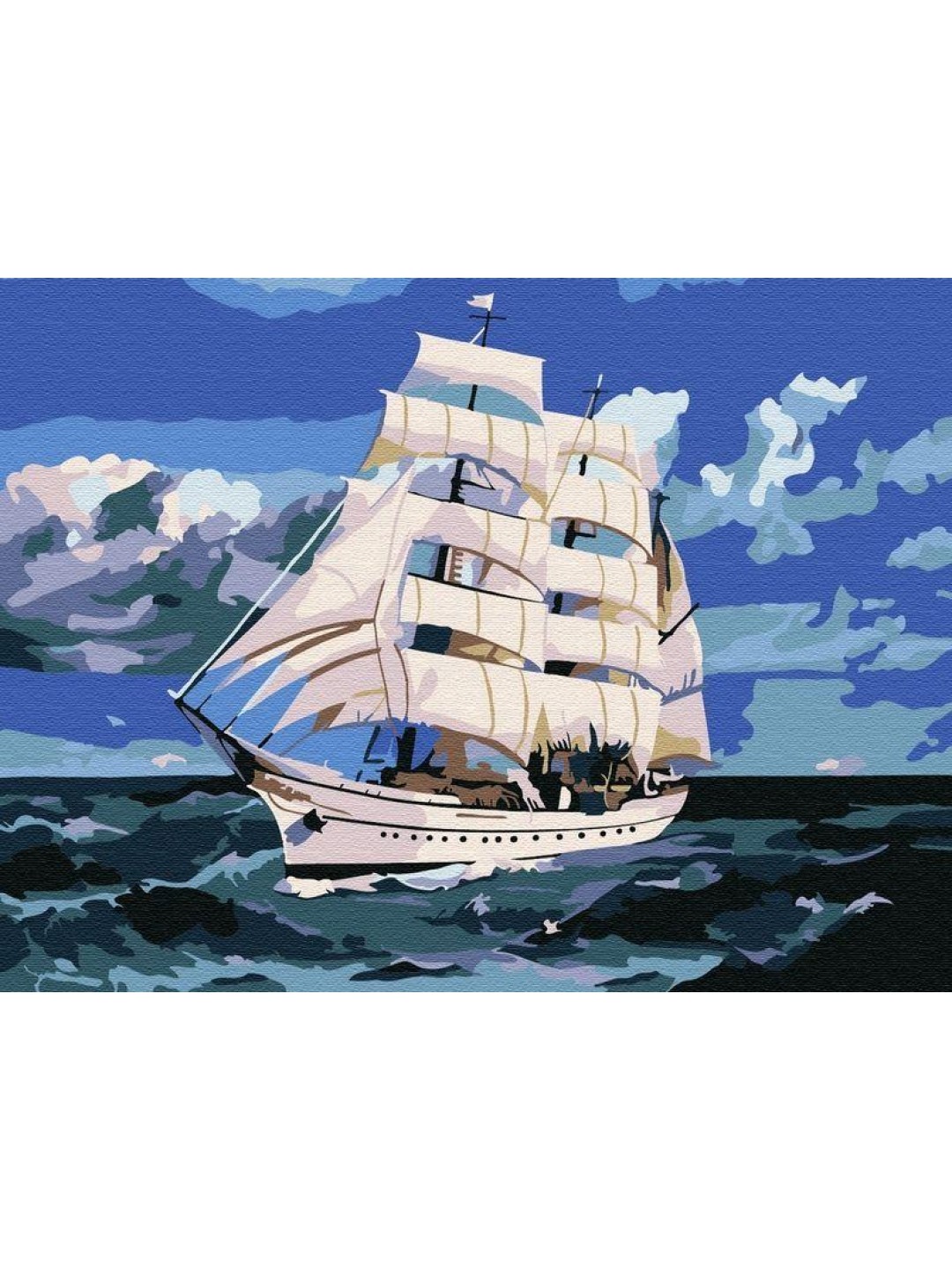 Картина по номерам 15х20 КОРАБЛЬ В МОРЕ (14 цветов)