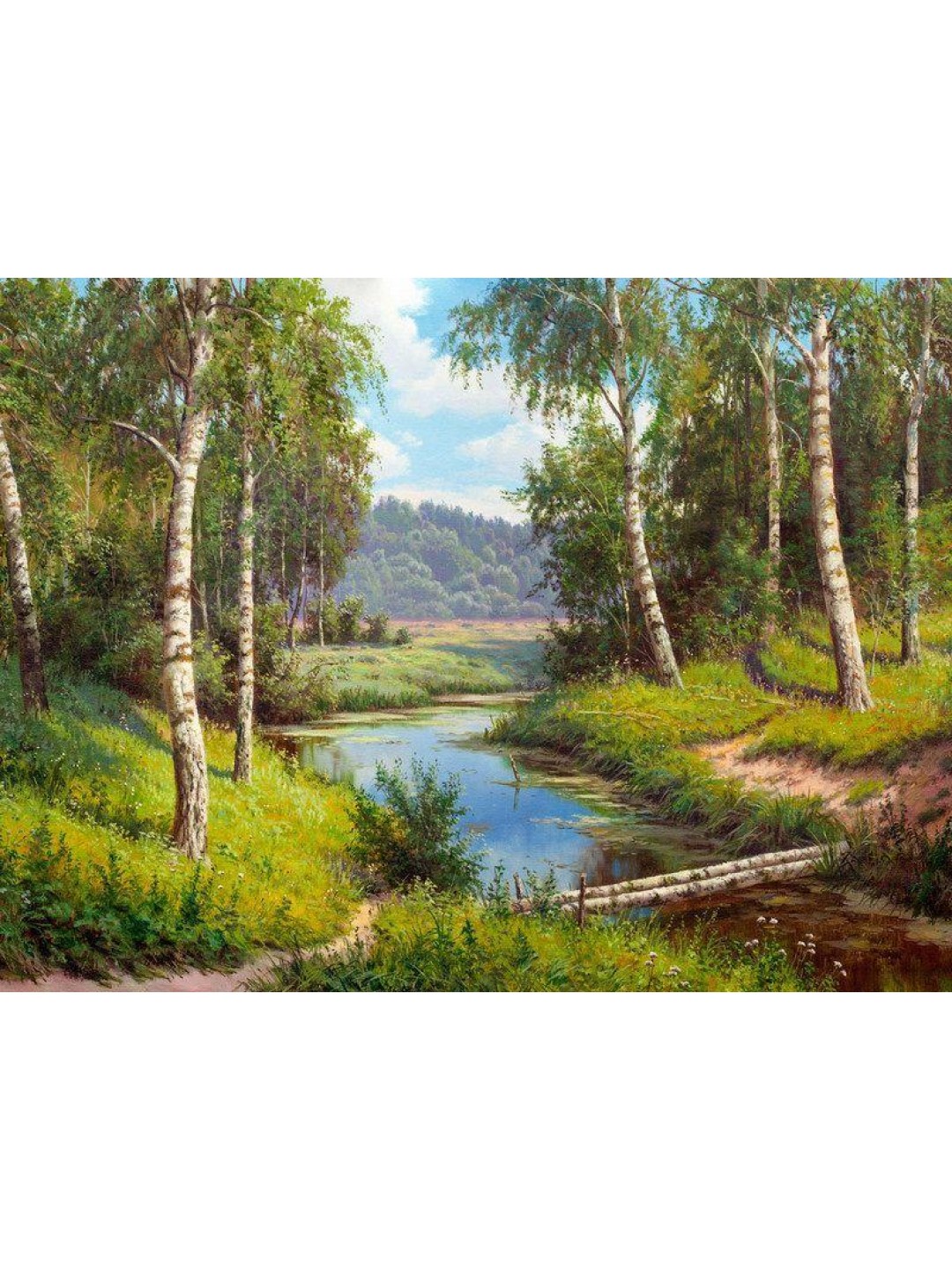 Картина мозаикой с нанесенной рамкой 40х50 И.ПРИЩЕПА. МОСТИК ЧЕРЕЗ РЕЧКУ (26 цветов)