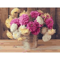 Картина по номерам на дереве 40х50 ДАЧНЫЙ БУКЕТ (28 цветов)