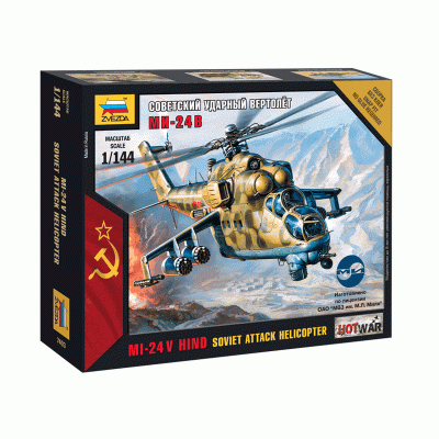 Сборная модель ZVEZDA Советский ударный вертолёт Ми-24В, 1/144