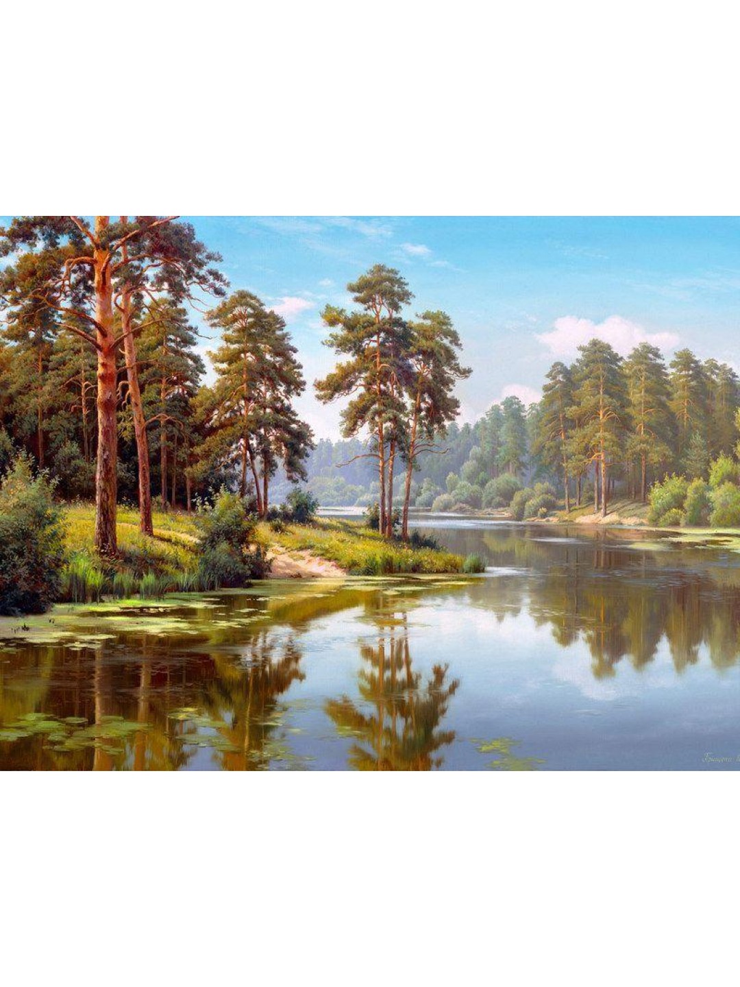 Картина мозаикой с нанесенной рамкой 40х50 И.ПРИЩЕПА. СОСНЫ У ВОДЫ (29 цветов)
