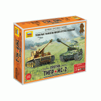 Сборная модель ZVEZDA Великие противостояния "Тигр против Ис-2" (сборка без клея), 1/72 Сборная модель ZVEZDA Великие противостояния "Тигр против Ис-2" (сборка без клея), 1/72