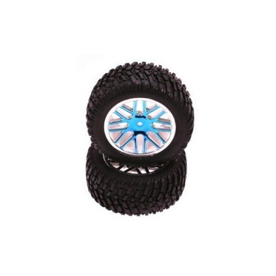 Колеса в сборе (шины Himoto 15501 + диск 06102PB), синий хром, 2шт. Колеса в сборе (шины Himoto 15501 + диск 06102PB), синий хром, 2шт.