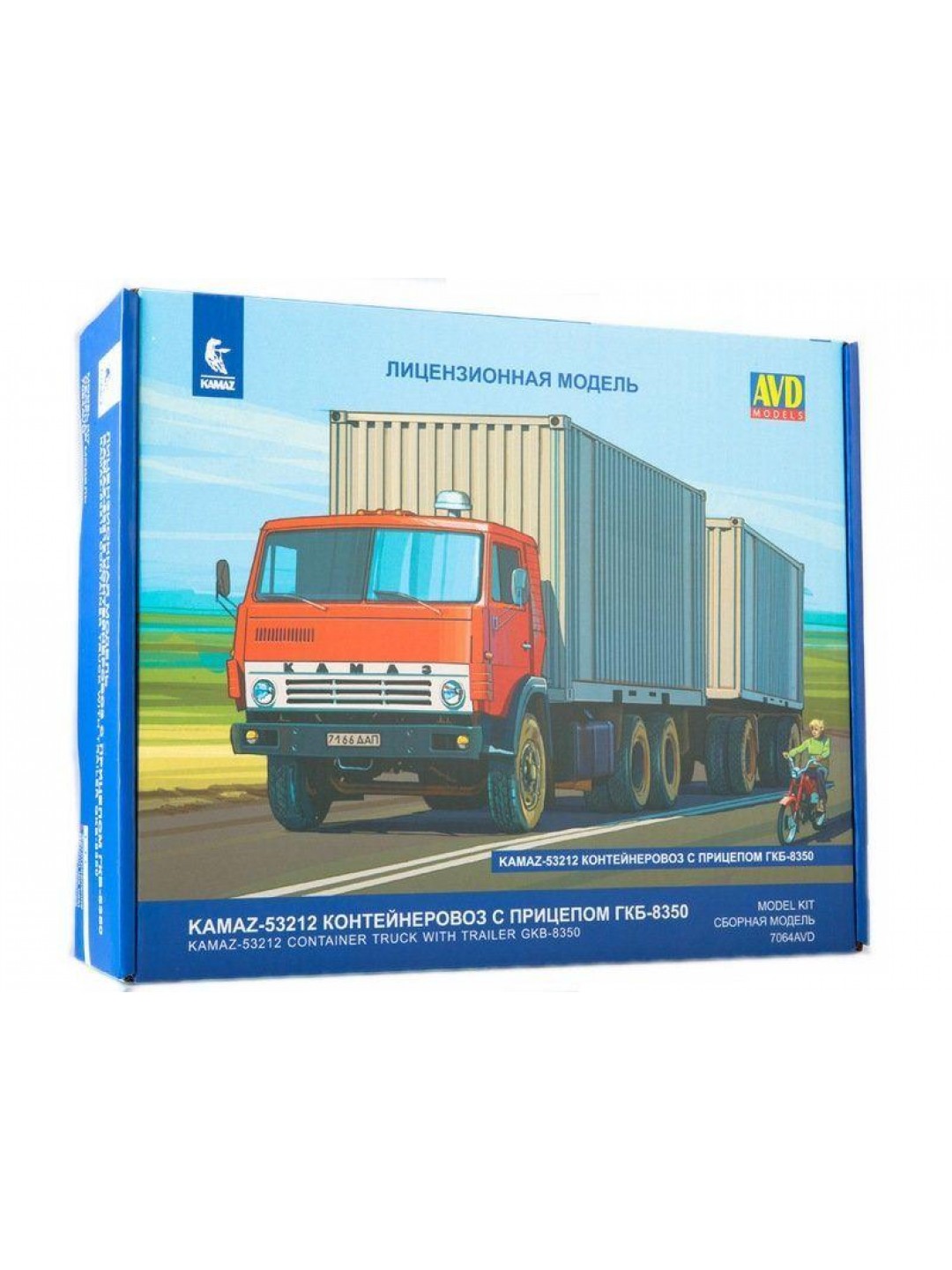 Сборная модель AVD КАМАЗ-53212 контейнеровоз с прицепом ГКБ-8350, 1/43