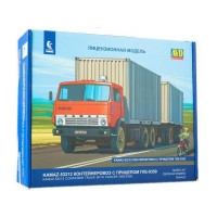 Сборная модель AVD КАМАЗ-53212 контейнеровоз с прицепом ГКБ-8350, 1/43