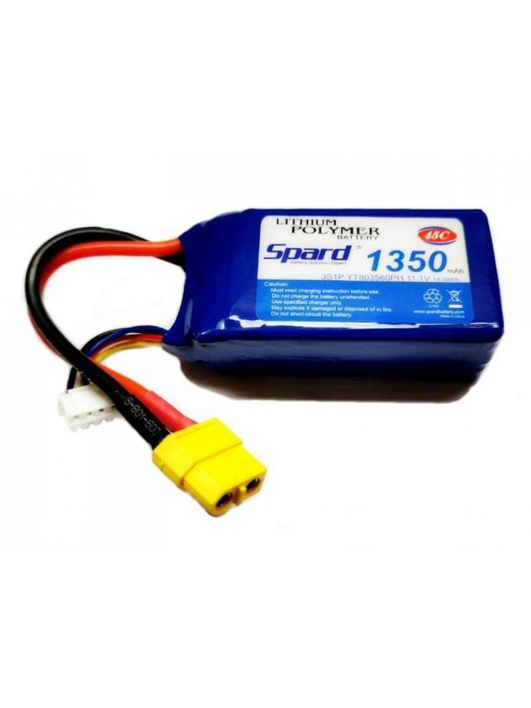 Аккумулятор Li-Po Spard 1350mAh, 11,1V, 45C, XT60
