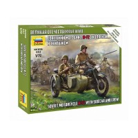 Сборные солдатики ZVEZDA Советский мотоцикл М-72 с коляской и экипажем, 1/72 Сборные солдатики ZVEZDA Советский мотоцикл М-72 с коляской и экипажем, 1/72