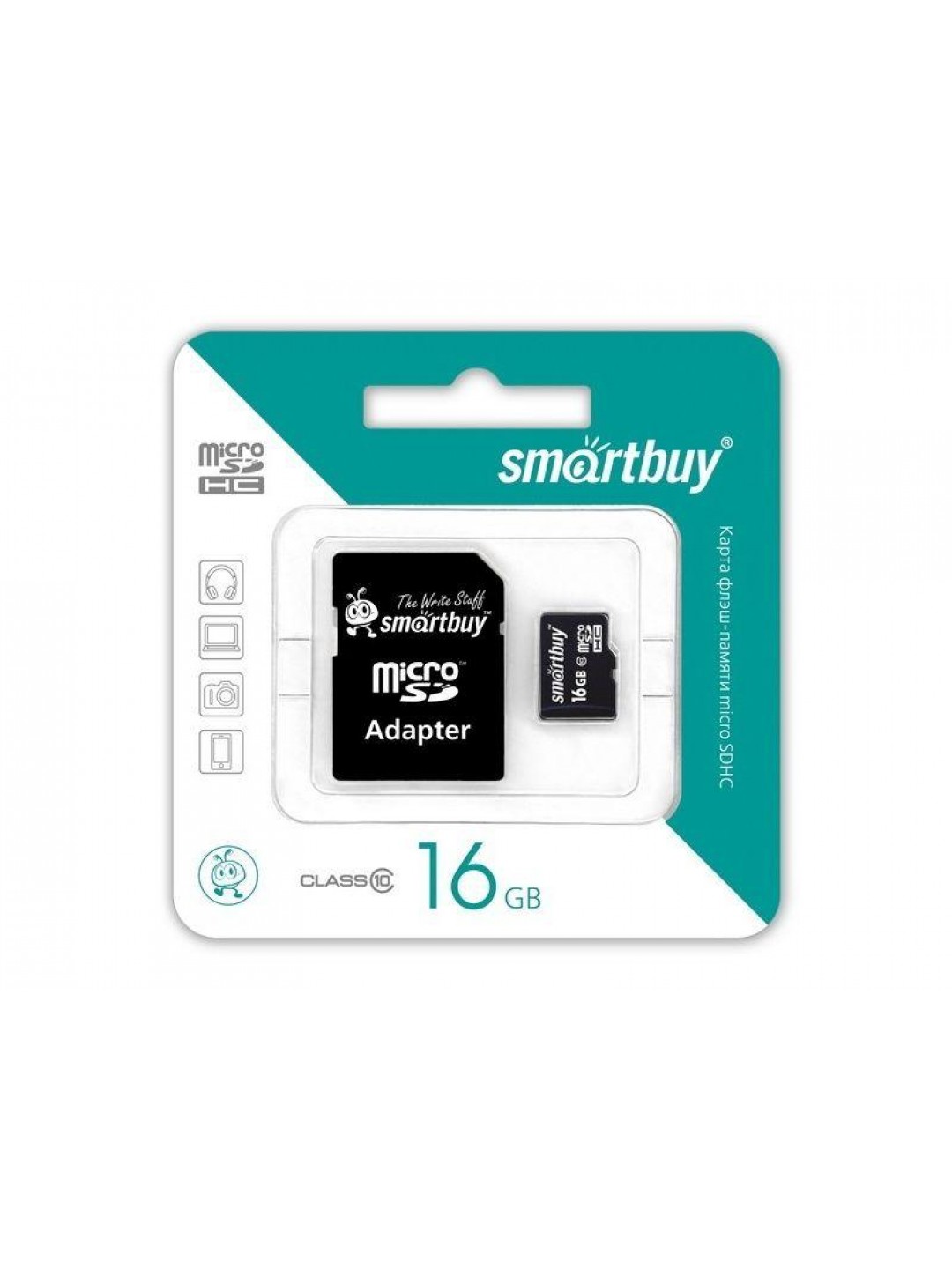 Карта памяти SMART BUY microSDHC-16 Gb class 10
