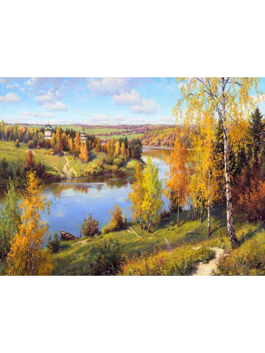 Картина мозаикой с нанесенной рамкой 40х50 ПРИЩЕПА. ОСЕНЬ. ГЛУБИНКА (32 цвета)
