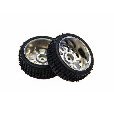 Колеса передние в сборе, золотой хром для багги Himoto масштаба 1/16, 2шт. Колеса передние в сборе, золотой хром для багги Himoto масштаба 1/16, 2шт.