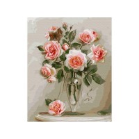 Картина по номерам на дереве 40х50 БУЗИН. РОЗЫ В ВАЗЕ (24 цвета) Картина по номерам на дереве 40х50 БУЗИН. РОЗЫ В ВАЗЕ (24 цвета)
