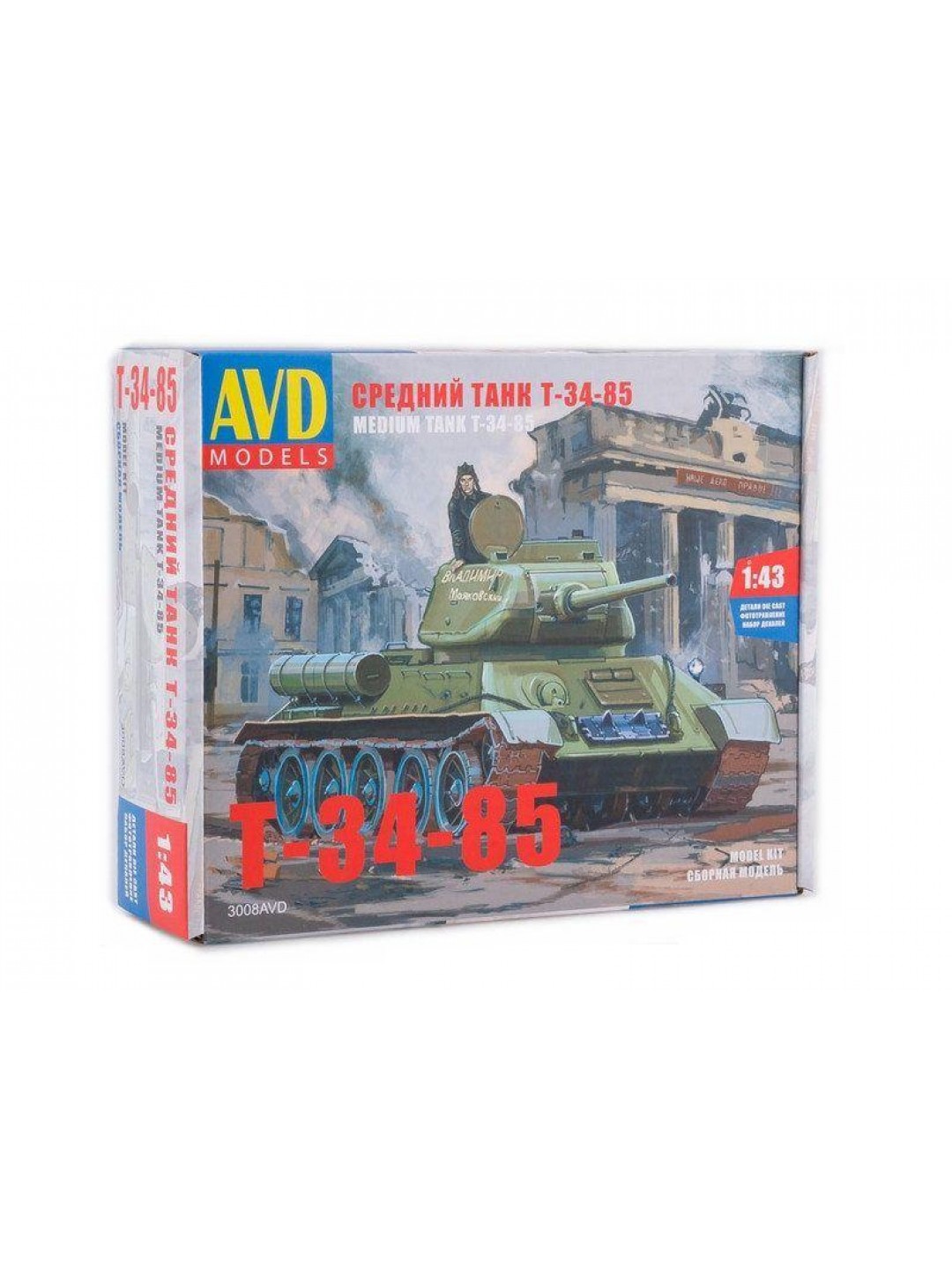 Сборная модель AVD Средний танк T-34-85, 1/43