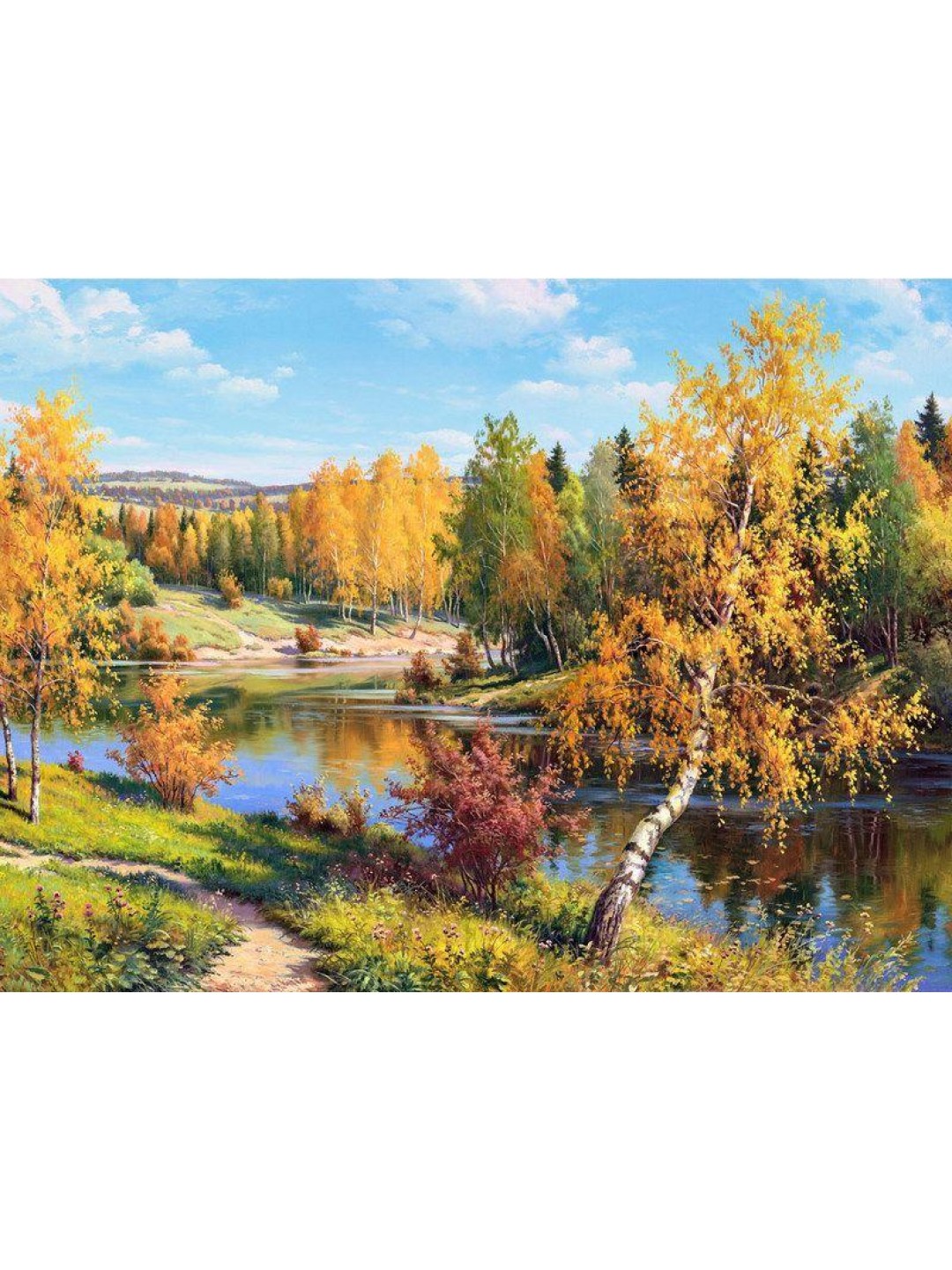 Картина мозаикой с нанесенной рамкой 40х50 И.ПРИЩЕПА. ЗОЛОТАЯ ОСЕНЬ (30 цветов)