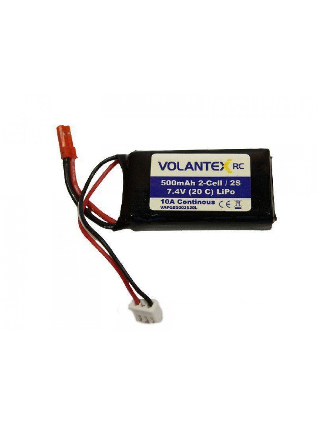 Аккумулятор Li-Po 500mAh, 7,4V JST для самолета Volantex RC Mustang