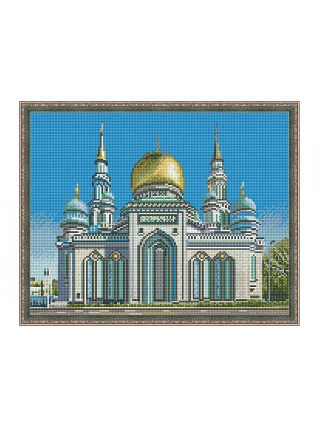 Алмазная мозаика с нанесенной рамкой 40х50 МОСКОВСКАЯ СОБОРНАЯ МЕЧЕТЬ (31 цвет)