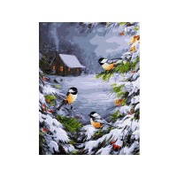 Картина по номерам с цветной схемой на холсте 30х40 Зимний лес (21 цвет) Картина по номерам с цветной схемой на холсте 30х40 Зимний лес (21 цвет)