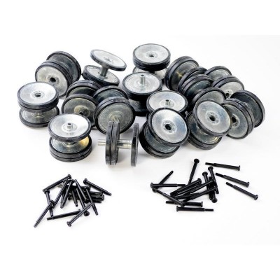 Опорные катки металл. с резиновыми бандажами и оси колёсные для TG Tiger ранняя версия