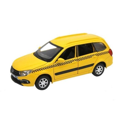 Машина "АВТОПАНОРАМА" LADA GRANTA CROSS "ТАКСИ", желтый, 1/24, свет, звук, в/к 24,5*12,5*10,5 см