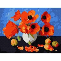 Картина по номерам с цветной схемой на холсте (30х40) КРАСНЫЕ МАКИ (18 цветов) Картина по номерам с цветной схемой на холсте (30х40) КРАСНЫЕ МАКИ (18 цветов)